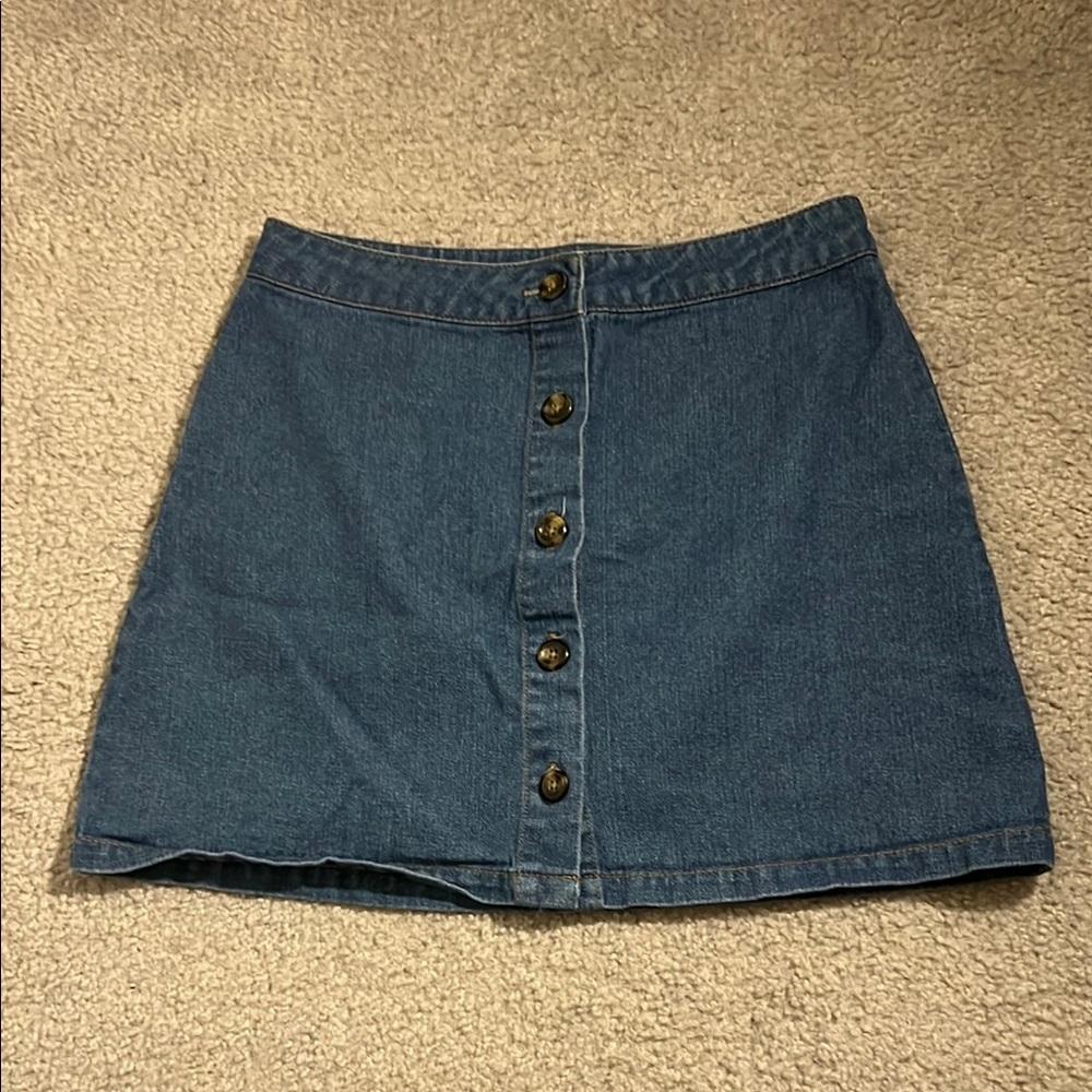 Denim Button-Front Skirt